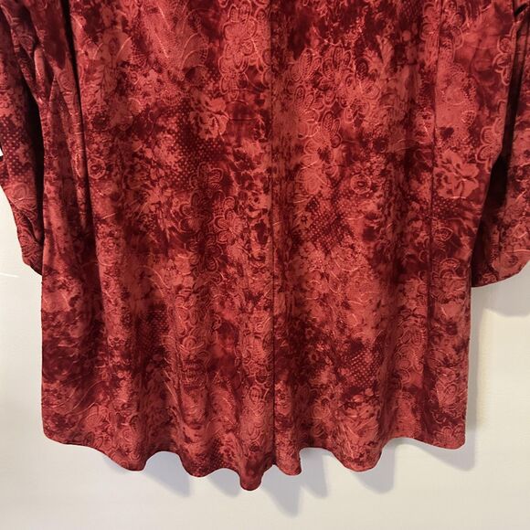 Studio Works Top Womens 3X Red dark Floral artsy grunge romantic office boho - Picture 12 of 12